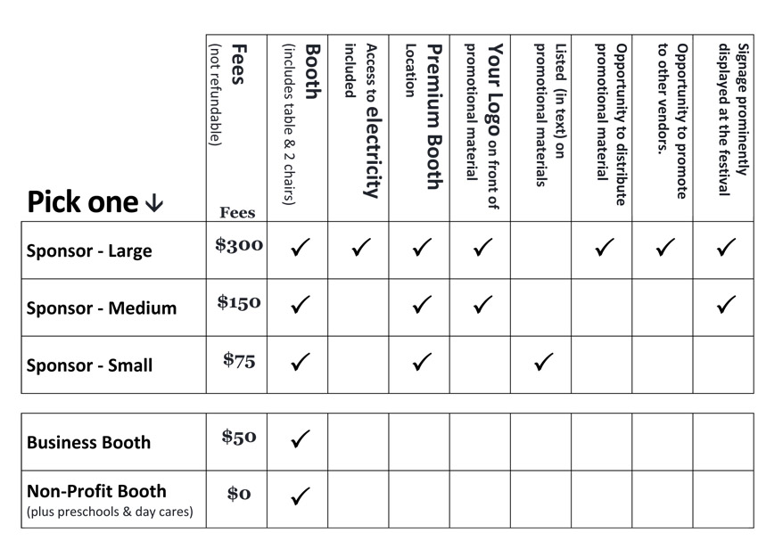 Booth Fees Chart